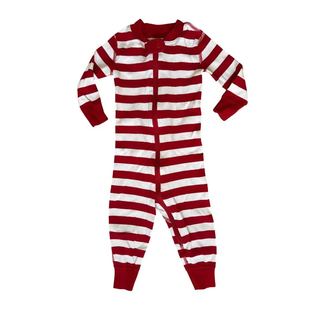 Hanna Andersson Red & White Striped One-Piece Pajamas Size 12-18 months